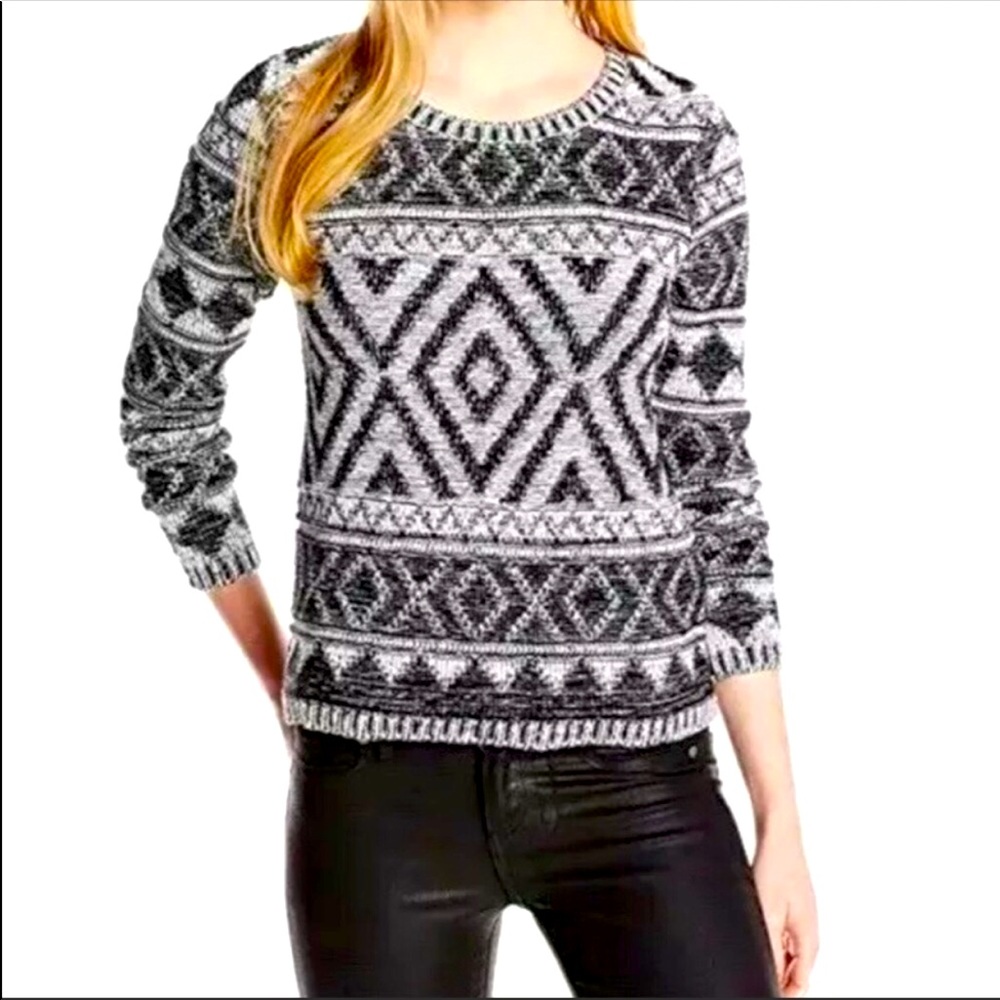 Lucky Brand Geometric Aztec Knit Pullover Sweater - Picture 1 of 7
